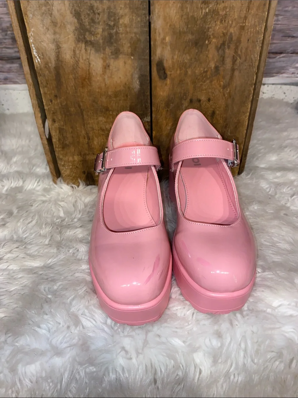 KOI Pink Patent Mary Jane Platform Heels